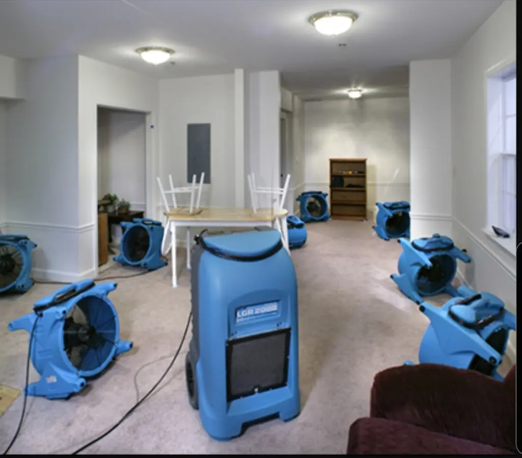 Air movers and dehumidifier setup for Water Extraction & Removal in Douglas